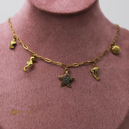 Sea Symphony Charms 18k toned Necklace